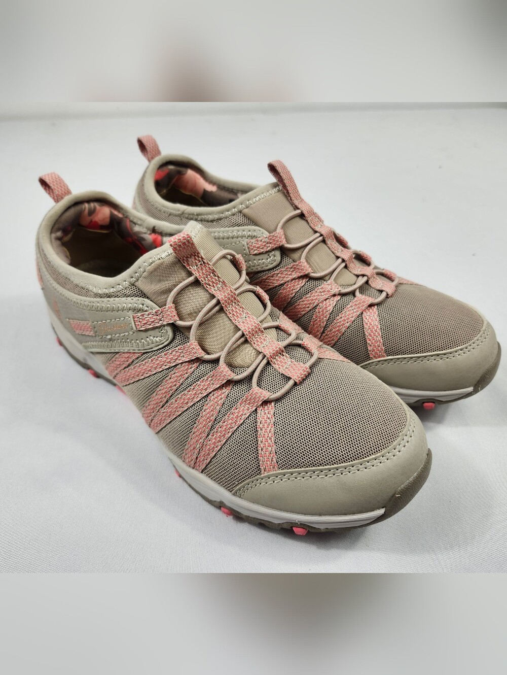 Skechers Women's 7.5 M Taupe and Pink Slip-On Athletic Shoes